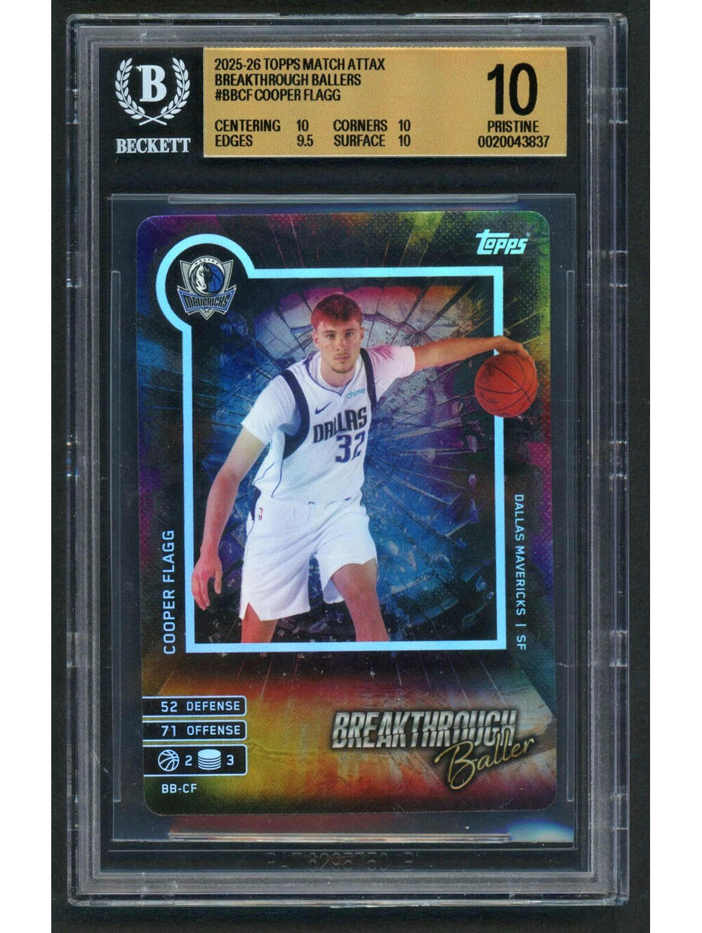 2025 Topps Match Attax Cooper Flagg #BB-CF Baller RC BGS 10 Pristine